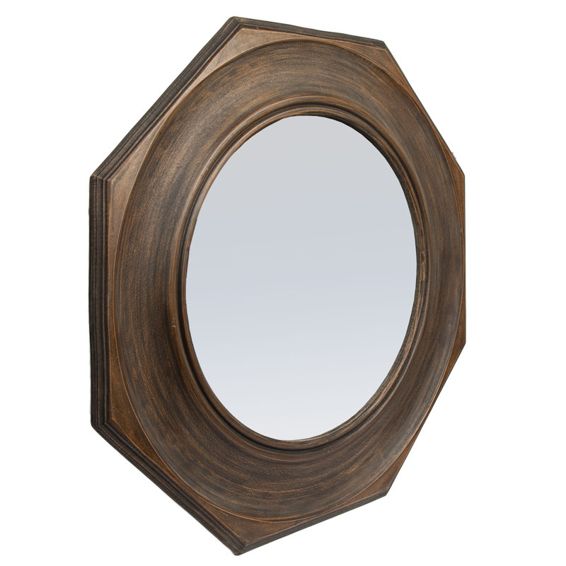 Miroir mural hexagonal, Brun