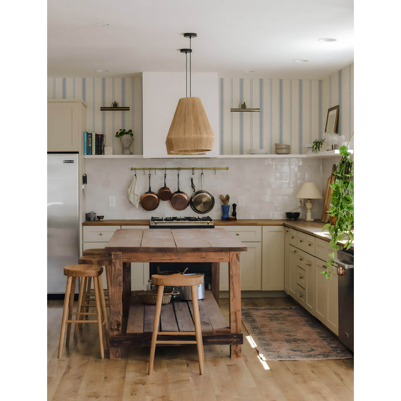 Lovage  Linen Stripe Wallpaper, Blue