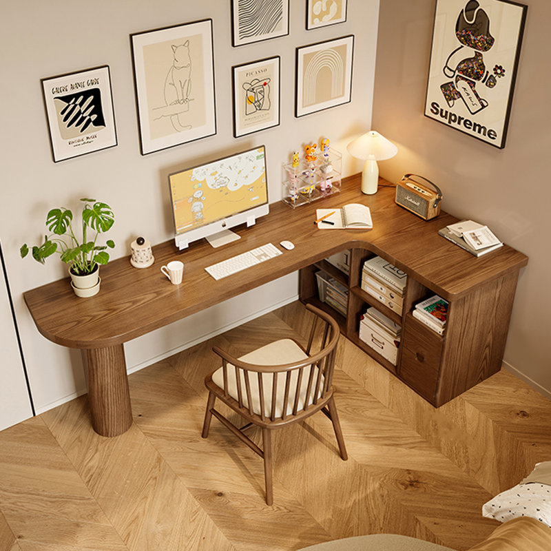 Bureau en L en bois massif, H 29,53 po x l 70,87 po x P 47,24 po