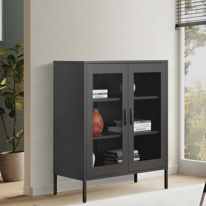 Fundin 31.5 " Wide 2 - Shelf Storage Cabinet with, Black