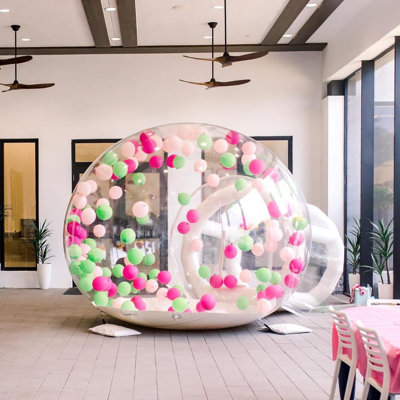 Dôme gonflable de maison à bulles, tente de maison gonflable en PVC transparent de 8 pi avec tunnel, maison à bulles avec ventilateur, pompe à air, dôme gonflable transparent pour la décoration de fête