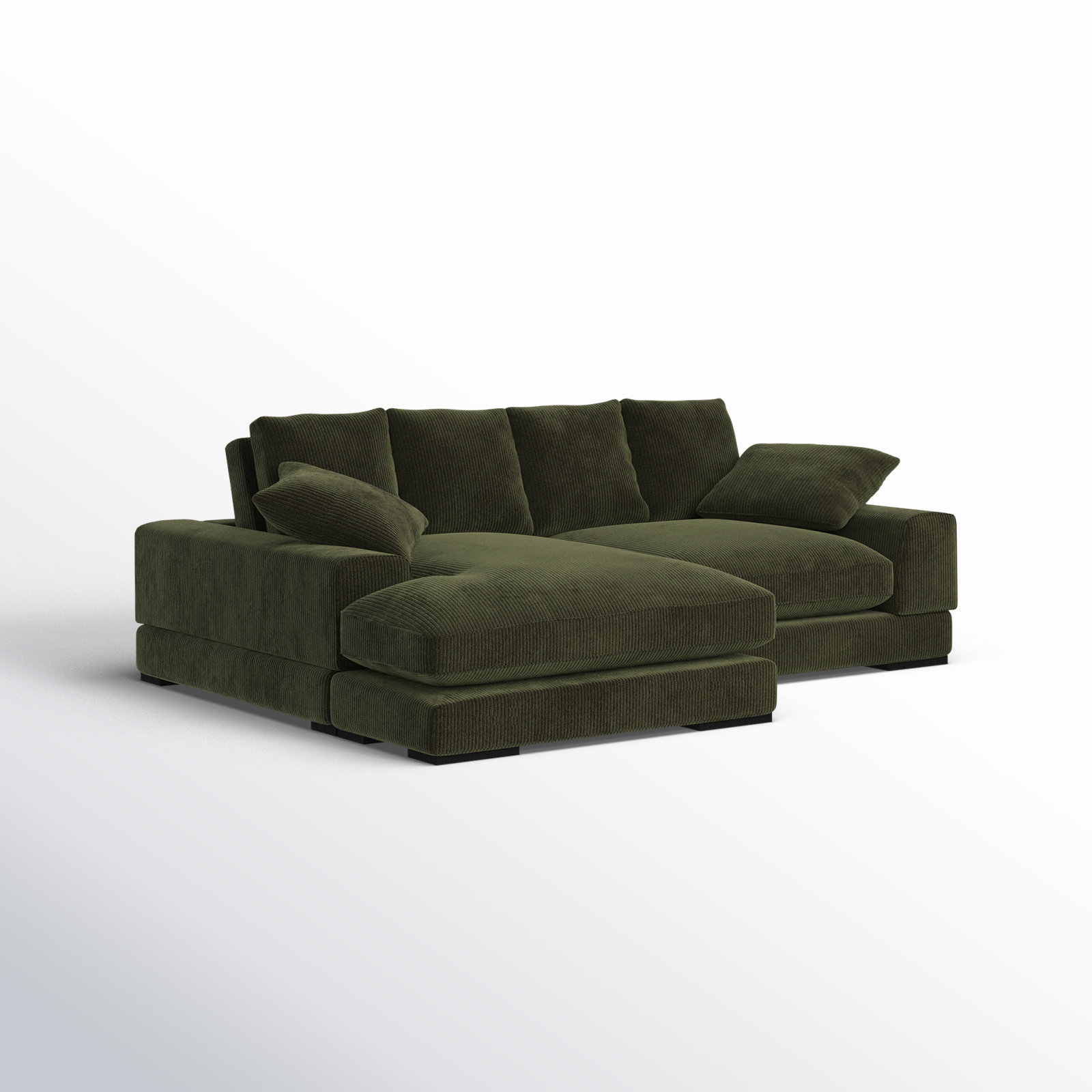 Lonsdale Linen Modular Sofa and Chaise, Dark Green Corduroy