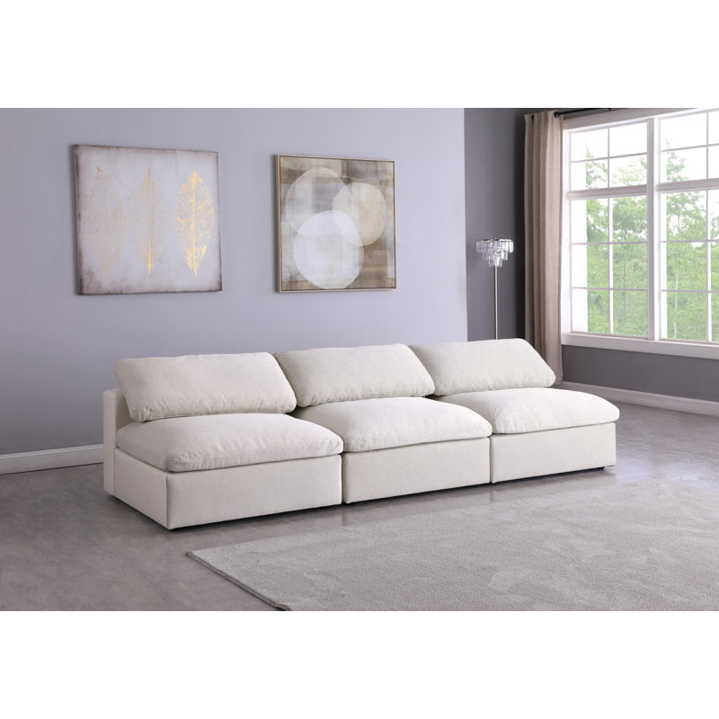 Canapé modulaire sans accoudoirs 117 po Burrows, Tissu crème texturé en lin