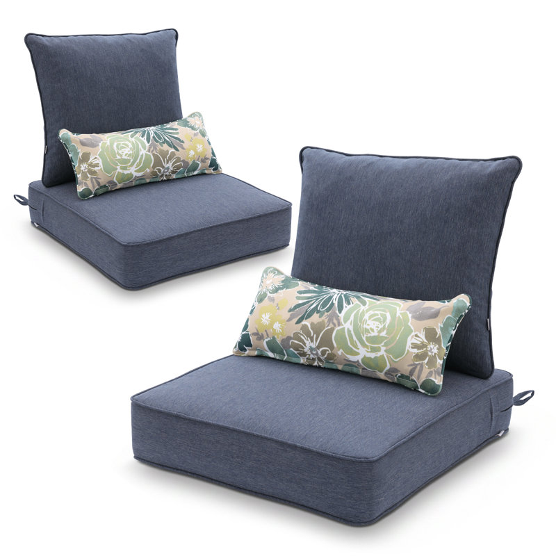 Outdoor Deep Seat Chair Cushion Set, Chambry Blue, 22" W x 24" D