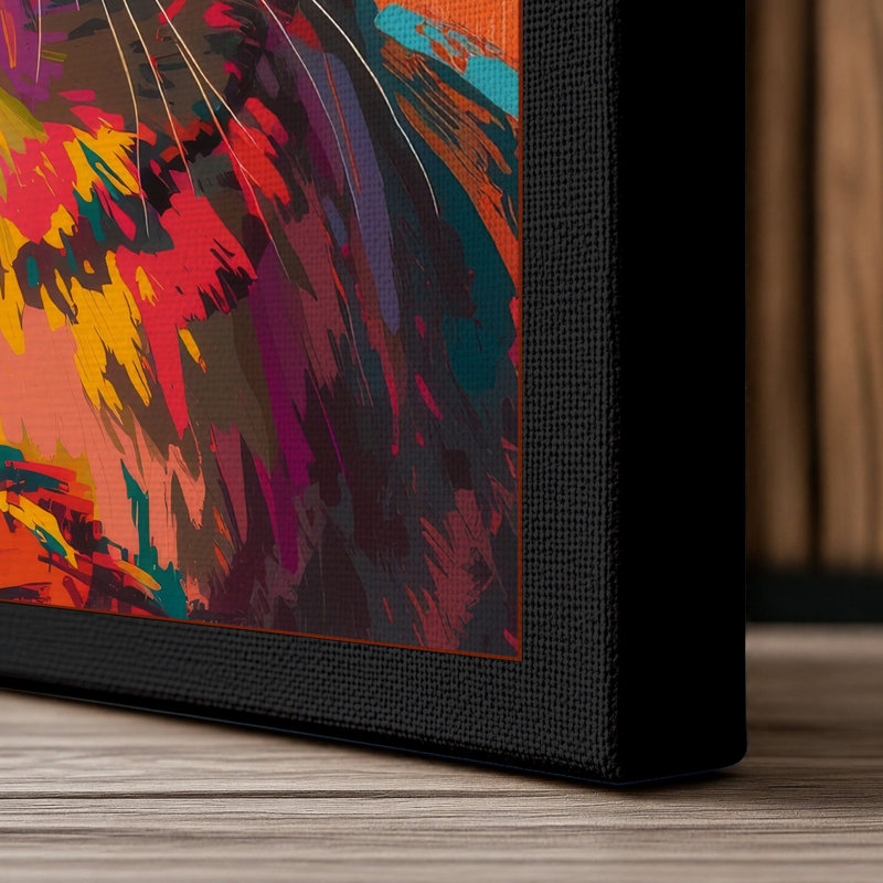 Chromatic Cat Modern - Wrapped Canvas, 36x24 - 91.4 x 61.0 cm, Black Border