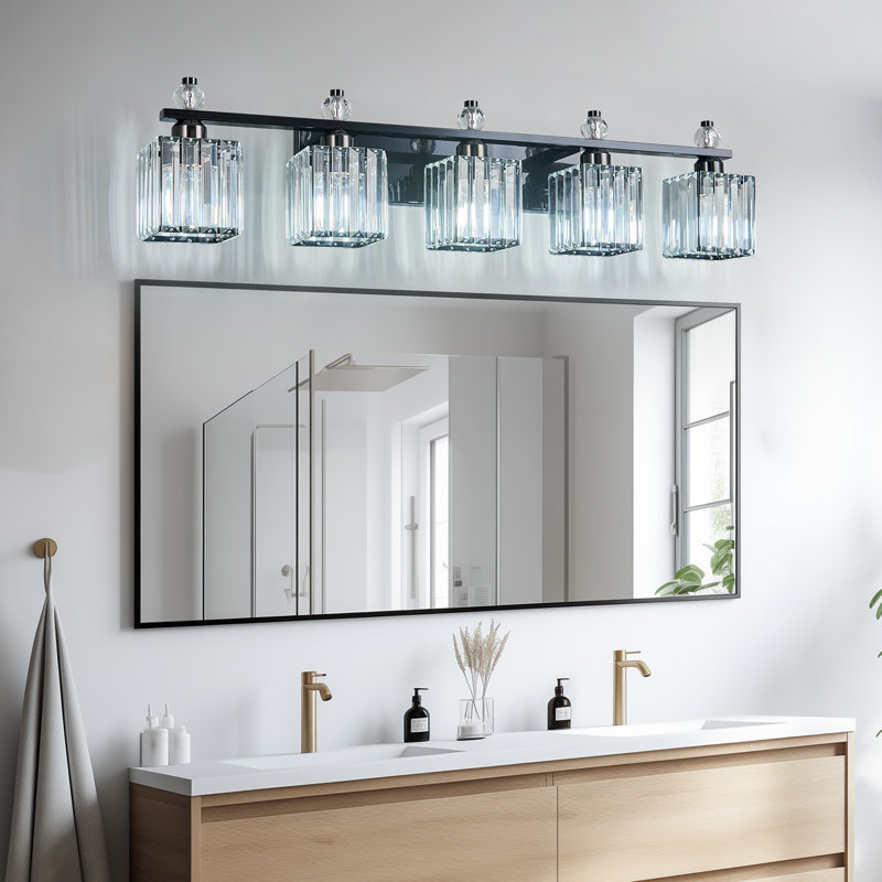 Luminaire de salle de bain Kyneisha, Noir plaqué, 5 lumières