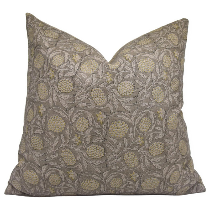 Coussin décoratif pour canapé et lit en lin fabriqué à la main Fab Divine, H 22 po x l 22 po
