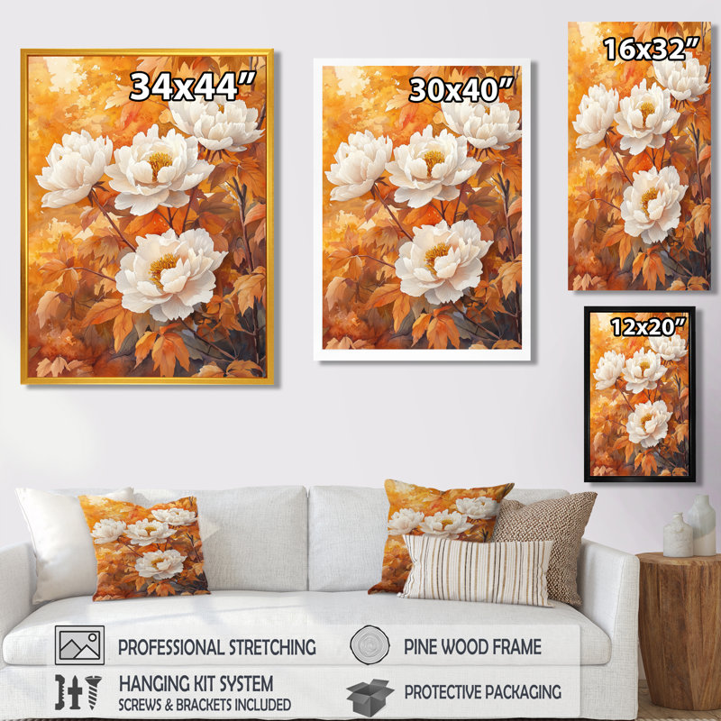 Bodiam - impressions sur toile florales, H 32 po x l 16 po, Ne s'applique pas, Toile tendue