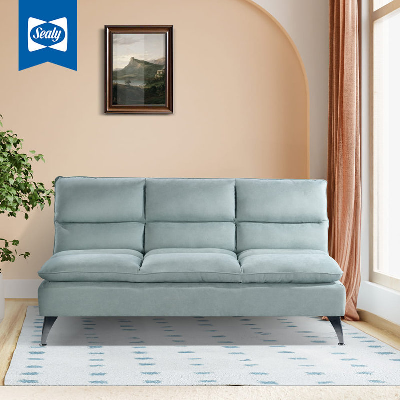 Canapé-lit Sealy Santa Cruz convertible gris avec pieds en métal chromé, Vert