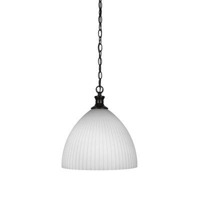 Chestle Chain Hung Pendant Shown With 14" Opal Frosted Glass
