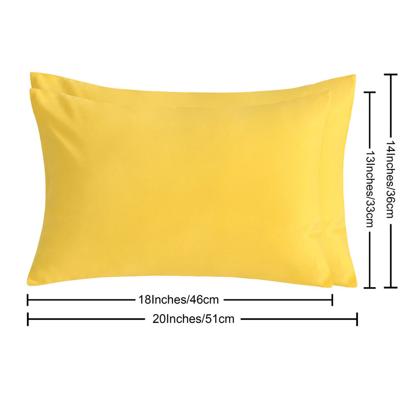 Two piece set of brushed ultra fine fiber zipper pillowcase, Yellow