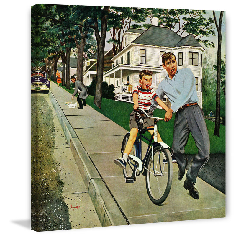 Reproduction d’art sur toile tendue, "vélo de leçons" par george hughes, H 18 po x l 18 po