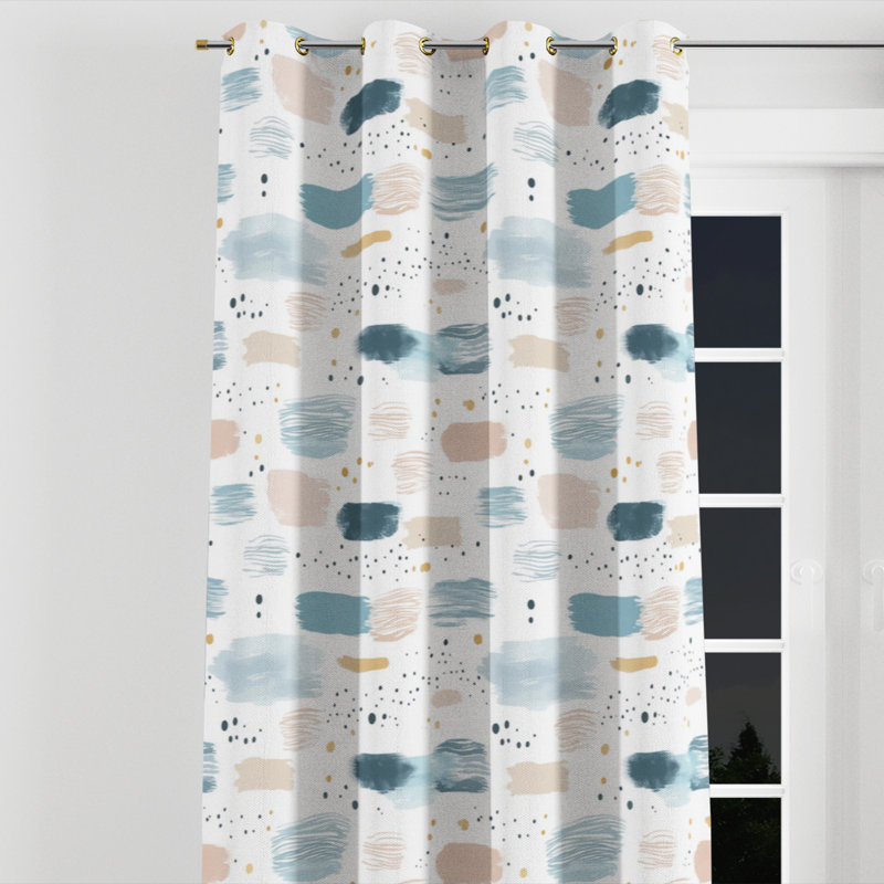 Rideaux en velours Coastal - 1 panneau à œillets Blue Drift Shore, Œillets dorés, L 52 po x L 120 po