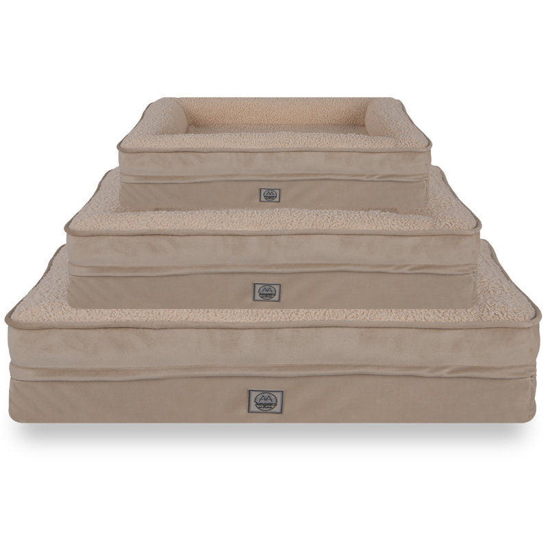 Luxurious Pet Bed for Dogs & Cats, Cream & Beige, 37.4 x 29.5 x 7.9 inches | 100% Polyester Outer Fabric, High-Grade Memory Foam, Ultra Soft High Density Foam | Perfect for Ultimate Comfort & Support