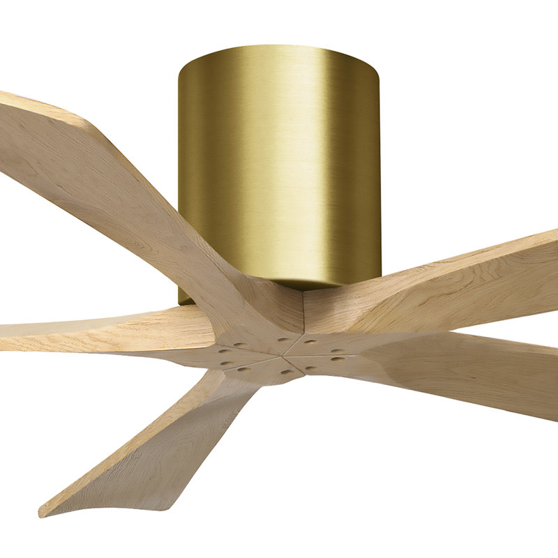 60" Irene 5-Blade Hugger Ceiling Fan with Wall Remote, Textured Bronze, 52", Light Maple Tone