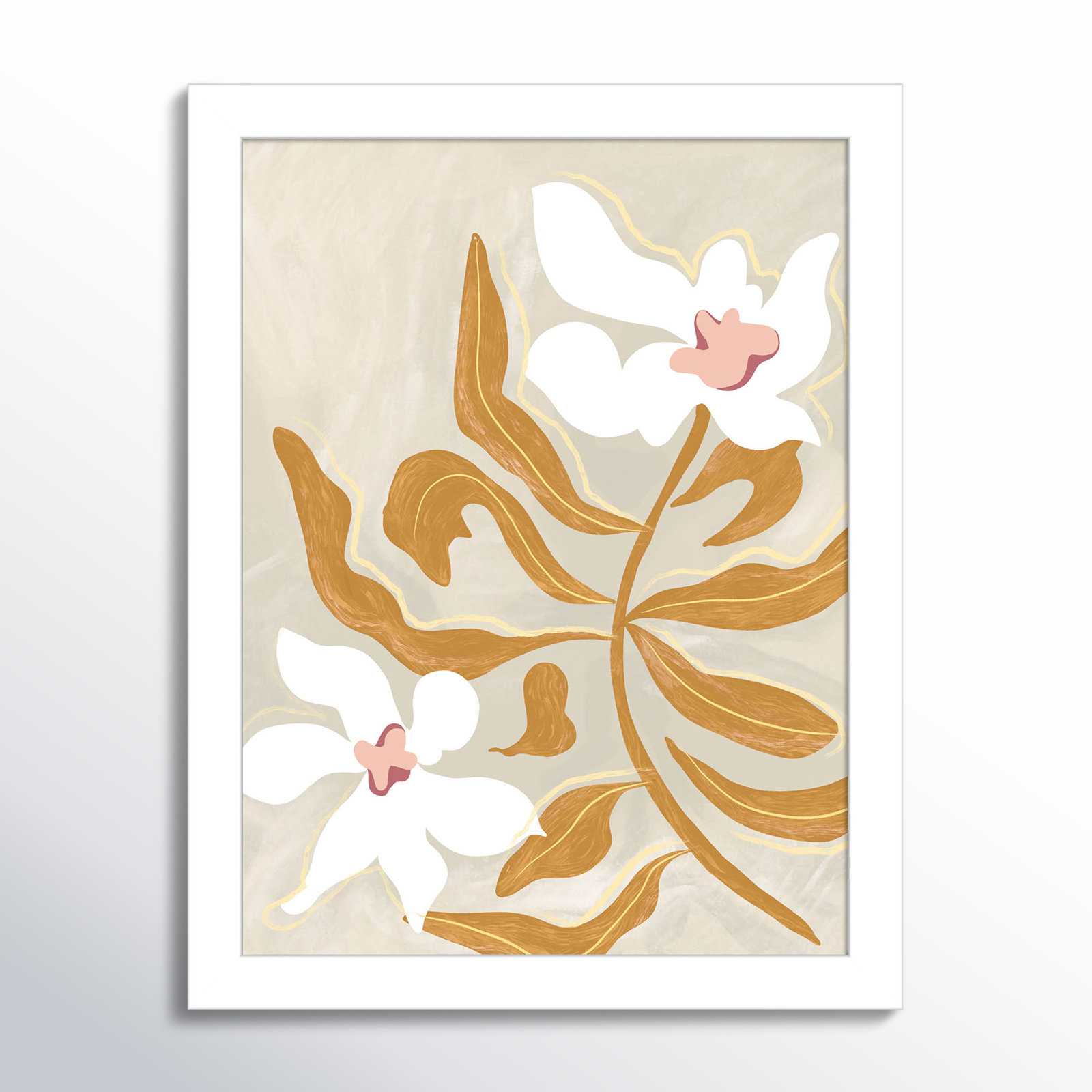 Pattison "Flower Flower Flower" Print, White, 13" H x 10" W