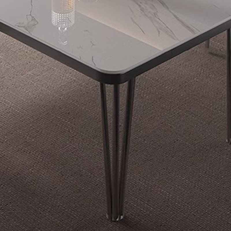 Table et chaises de salle à manger modernes haut de gamme, Blanc / Gris, H 29,5 po x L 55,1 po x l 31,4 po