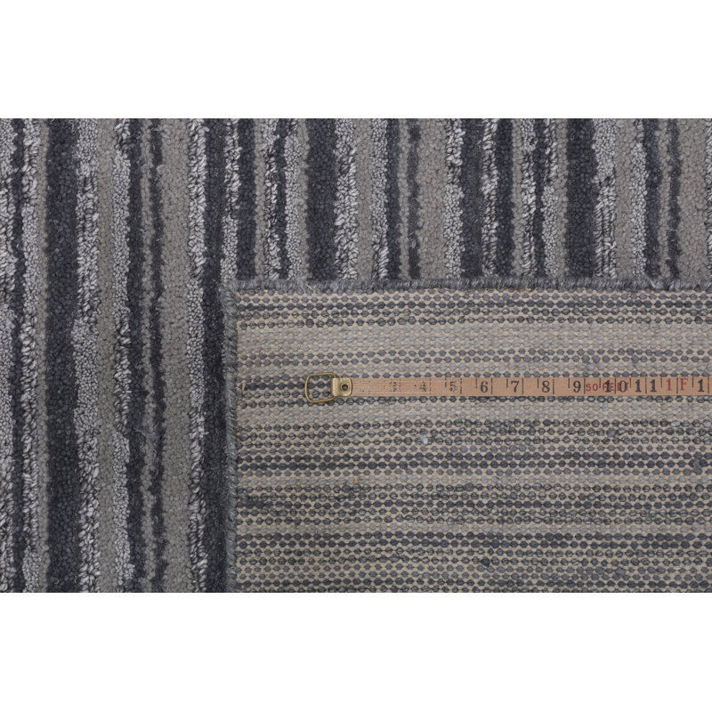Handmade Cotton and Silk Striped Area Rug
