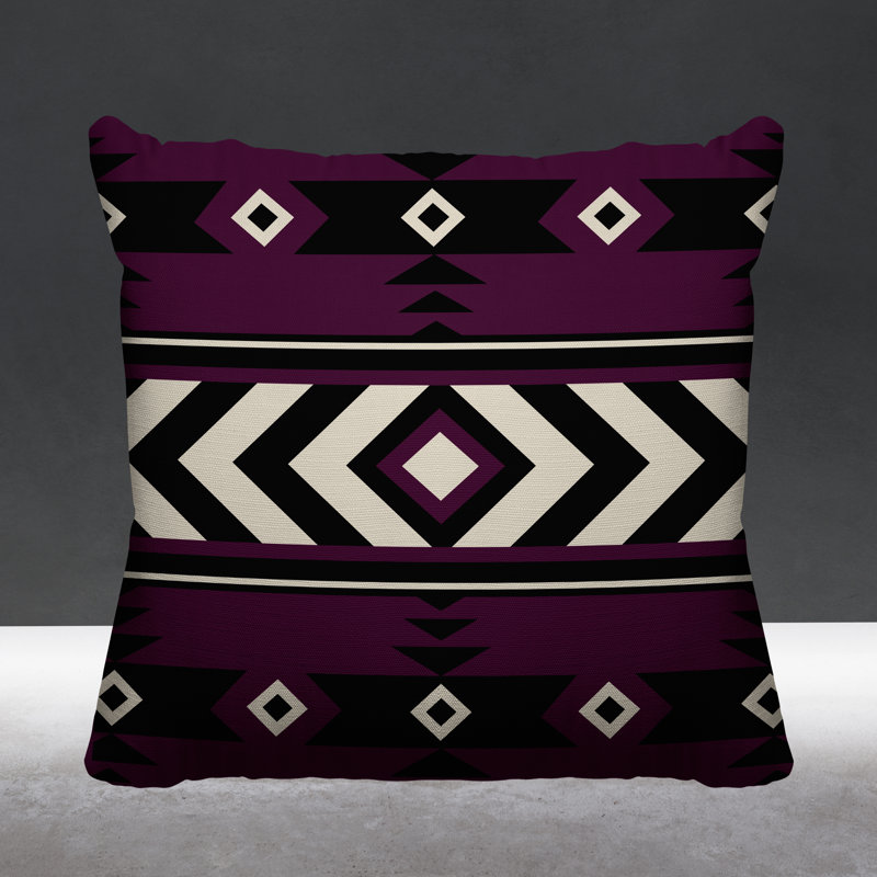 Coussin intérieur / extérieur Fika Southwestern, L 15 po x H 15 po, Mauve