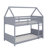 Twin-Over-Twin House-Style Floor Bunk Bed With Headboards And Footboards-465790767