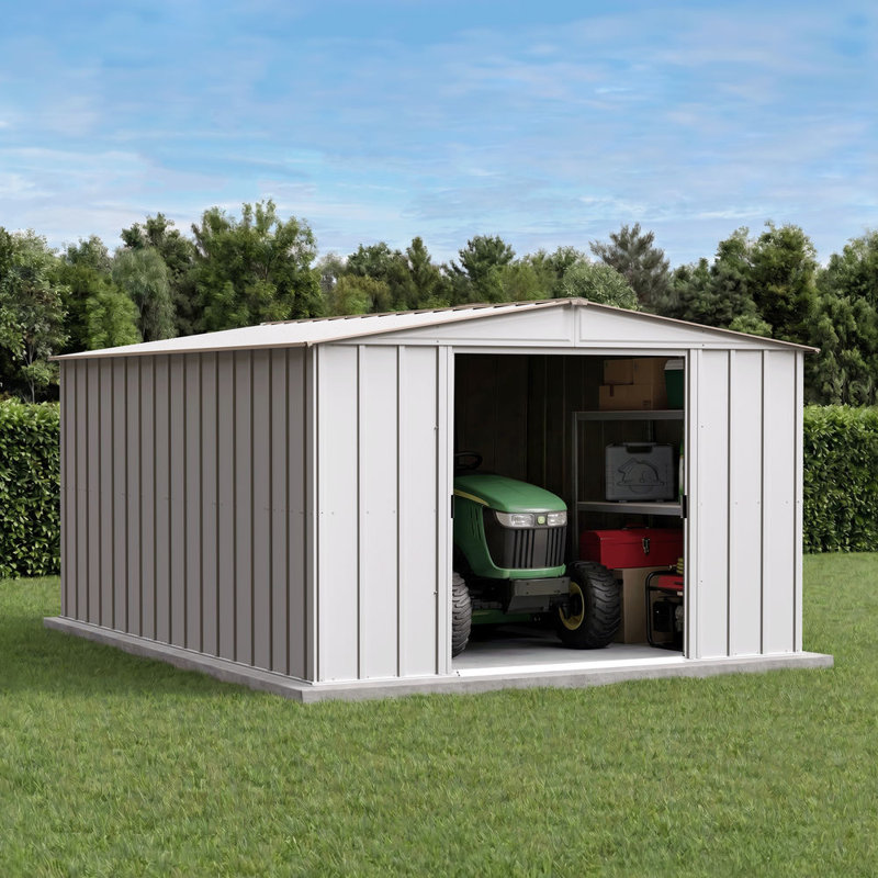 10x14 Classic Steel Storage Shed Eggshell