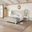 Lit plateforme King style ferme Coey avec tête de lit, étagères, station de recharge et tiroirs, blanc rustique-910093621-916422826
