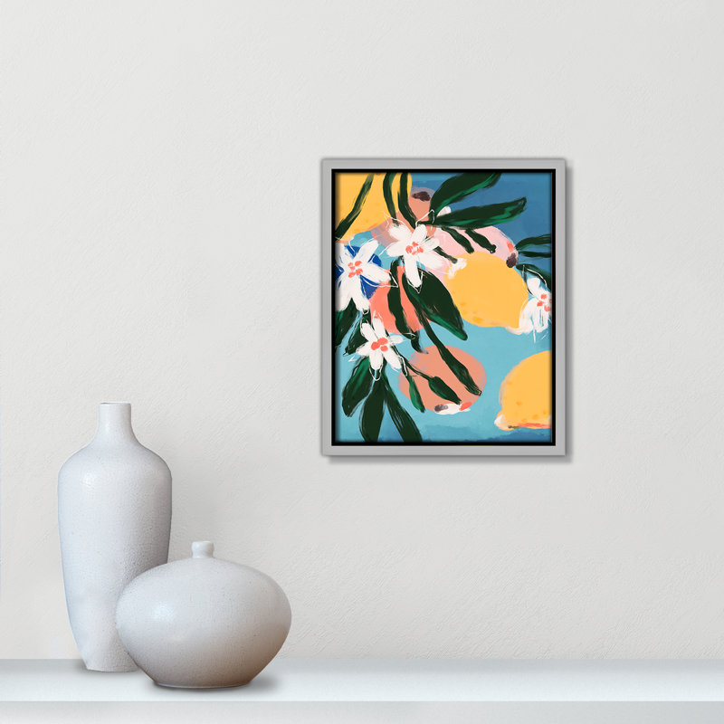 Imprimé «Fruitée d'été II» par Treechild, H 11,5 po x l 9,5 po, Flottant argenté