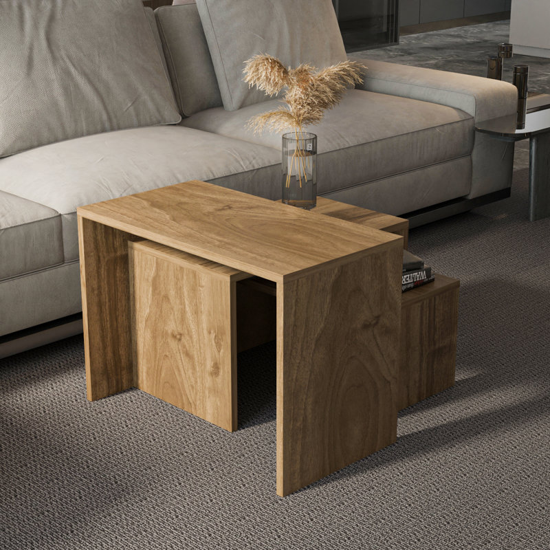 Shalesa Modern Nesting Table, Walnut
