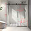 Porte de douche 6076 noir mat, un panneau fixe et décalé, poulie en acier inoxydable 304 de 70 mm, nettoyage nano, porte de salle de bain en verre trempé mobile, caractéristique, propre,
