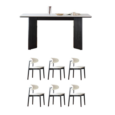 Minimalist Dining Table set with White Rock Plate