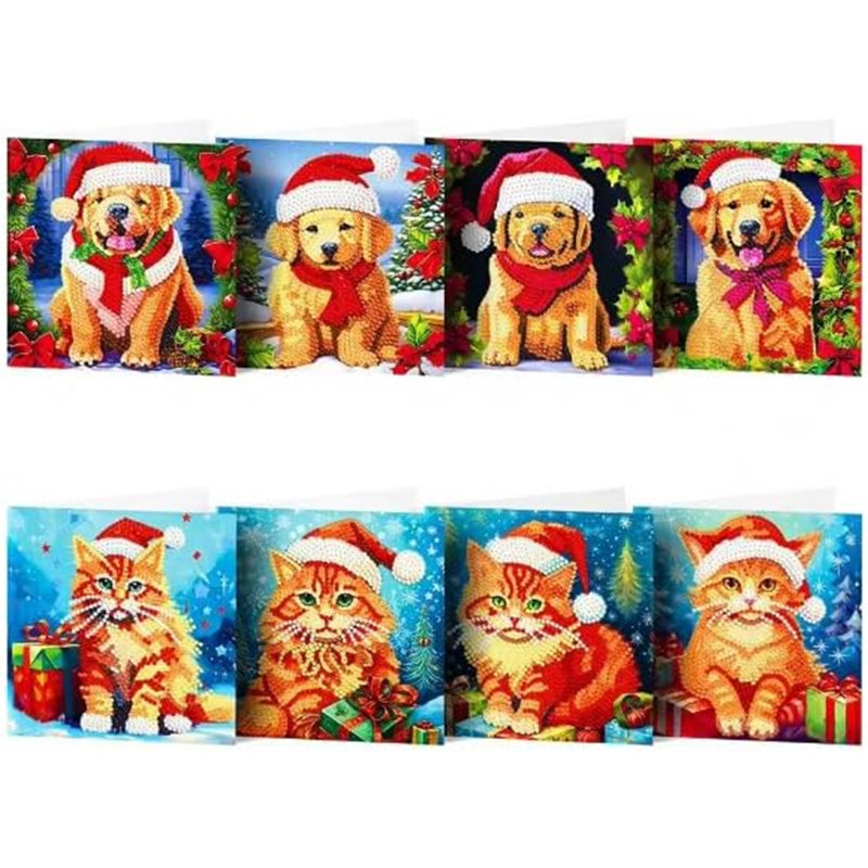 8pcs 5D DIY Diamond Painting Christmas Card Kits