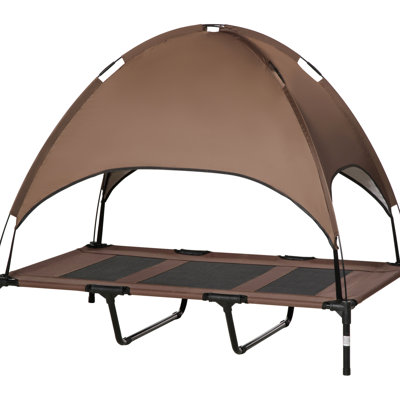 48 Inch Elevated Pet Cot With Sun Blocking Canopy - Outdoor Dog Bed For Camping, Protected, Breathable, Portable, Xxl Beds Shade 48" Large, Breathable Fabric, Stable Steel Frame, Portable