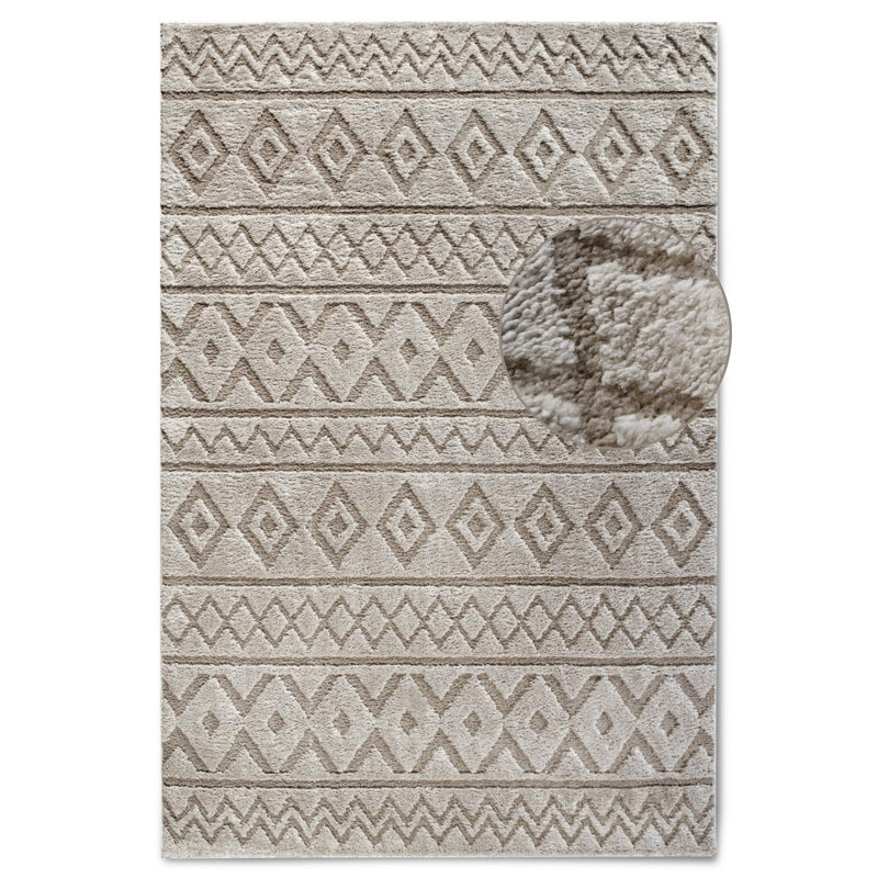 , Beige Gallery Abstract Machine Woven Area Rug, Rectangle 80 x 120cm
