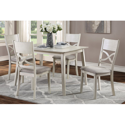 Antique White Finish 5Pc Dining Set Rectangular Table And 4 Side Chairs Wooden Dining Kitchen Furniture Breakfast Modern Dining Set -  Lark Manorâ¢, B9D4A69846BD40BCB6C85CBDF46A312D