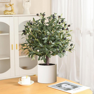 Arbre de 25,5 po de haut topiaire artificiel avec feuilles et fruits