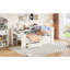 Lit plateforme simple en bois, avec tête de lit tapissier, tablettes de rangement, tiroirs, station de charge, lumières et table à DEL, tête confortable de taille en bois blanc, charge,-1408865028