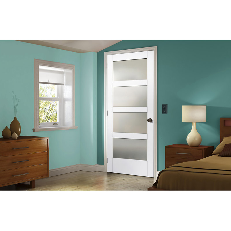 Porte intérieure pré-montée en verre givré MODA 4-Lite, 32 po x 80 po, À droite