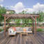 Pavillon de jardin 13 'x 6,5' avec toit en métal, ampoules et comptoirs de bar agréables en bois pour barbecue
