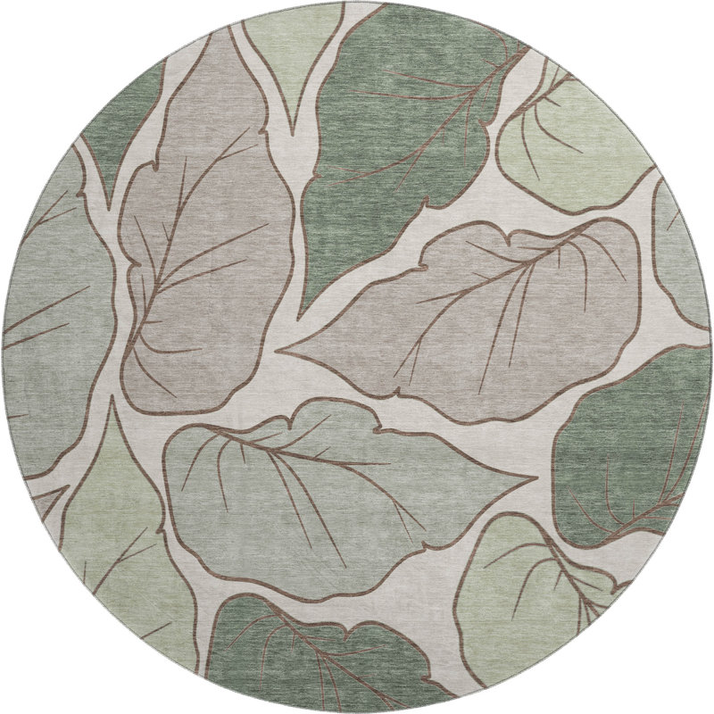 Tapis botanique de qualité supérieure lavable à la machine Mayfield AMF2348, Basil, 8' Round