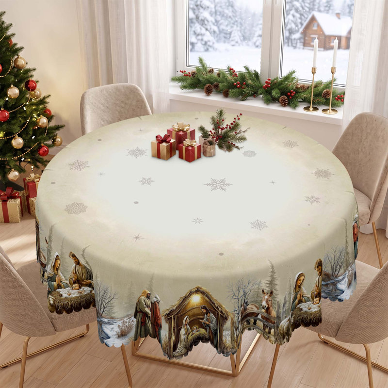 Machine-washable polyester tablecloth for Christmas party decorations