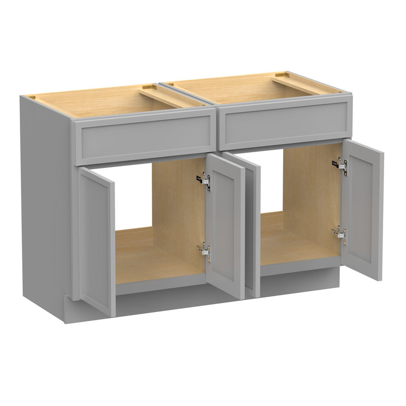 48" Double Bathroom Vanity Base Only, Gray