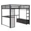 Lit mezzanine double en métal pleine grandeur avec bureau à DEL-1590236497