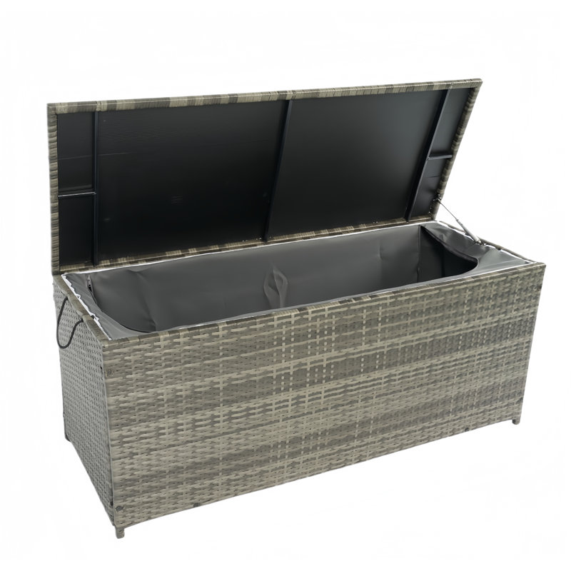 Boîtes de patio en osier avec couvercle, H 22 po x l 53 po x P 21 po