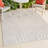 Alandis High-Low MidCentury Modern Arch Stripe Two-Tone White/Cream Indoor/Outdoor Rug-1417110025