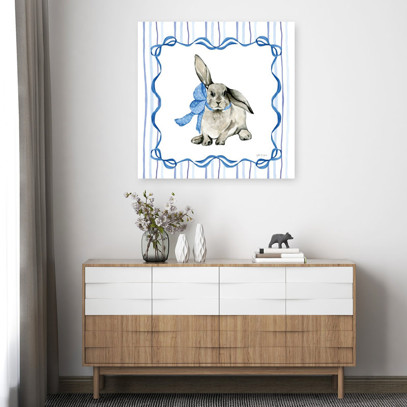 Impression d'art mural abstrait Bluebonnet Bunnies, 36" H x 36" W
