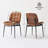 Mid Century Modern Dining Chairs with Walnut Grain Back, Brown Faux Leather Dining Room Chairs Set of 2, Checkered Soft Cushion Kitchen Chairs with Adjustable Foot Pads-1903881340-1904201413
