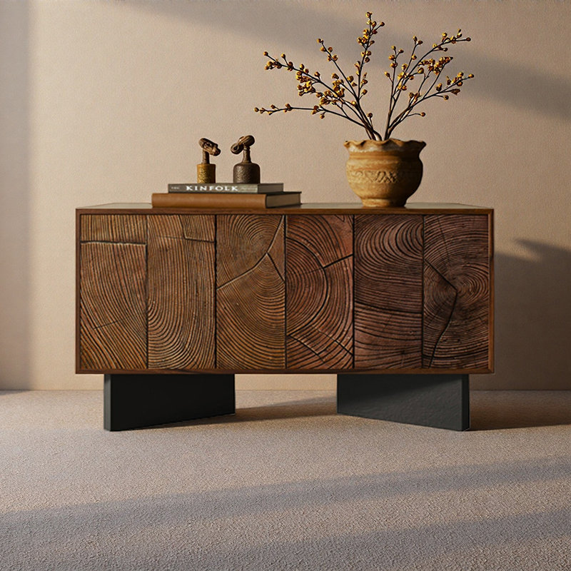 Buffet de luxe chinois de style rétro, H 33,4 po x l 55,1 po x P 15,7 po