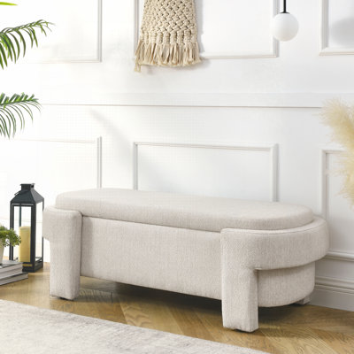 Banc rembourré en chenille avec grand espace de rangement pour le salon, le vestibule et la chambre à coucher (51,5 po x 20,5 po x 17 po)