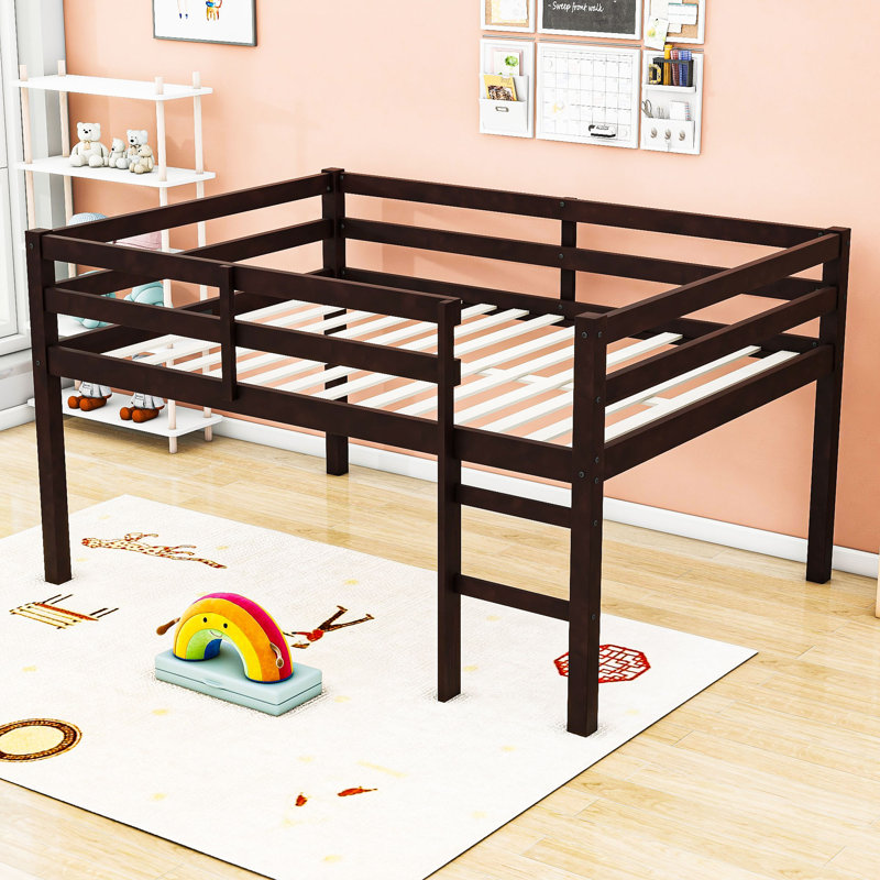 Twin Wood Loft Bed With Ladder, Espresso