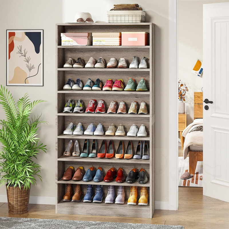 Armoire de rangement pour chaussures autoportante en bois 9 niveaux 40 à 45 paires